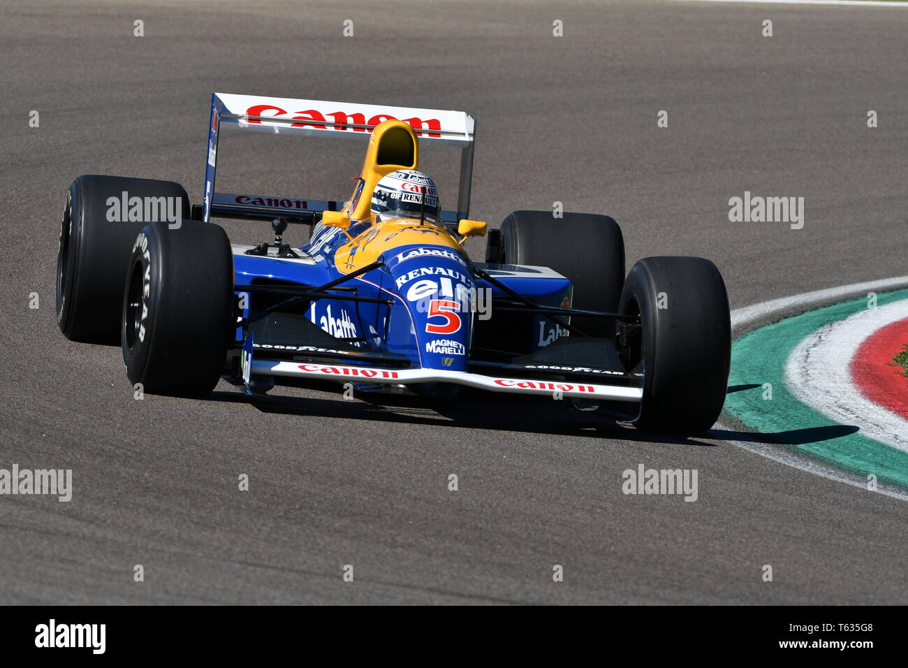 Imola, 27 avril 2019 Historique 1992 : F1 Williams FW14B ex Riccardo Patrese - Nigel Mansell au cours de Minardi jour Historique 2019 au circuit d'Imola Banque D'Images