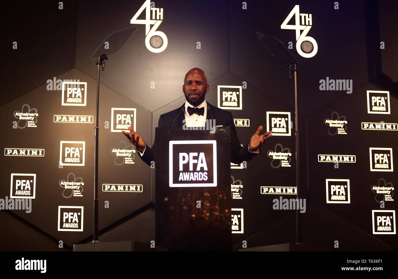 DJ Spoony hôte au cours de la PFA Awards 2019 du Grosvenor House Hotel, Londres. Banque D'Images