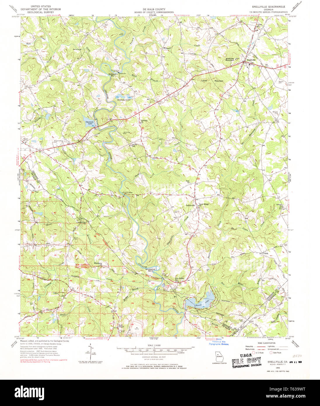 Carte TOPO USGS Géorgie GA Snellville 2469371956 Restauration 24000 Banque D'Images