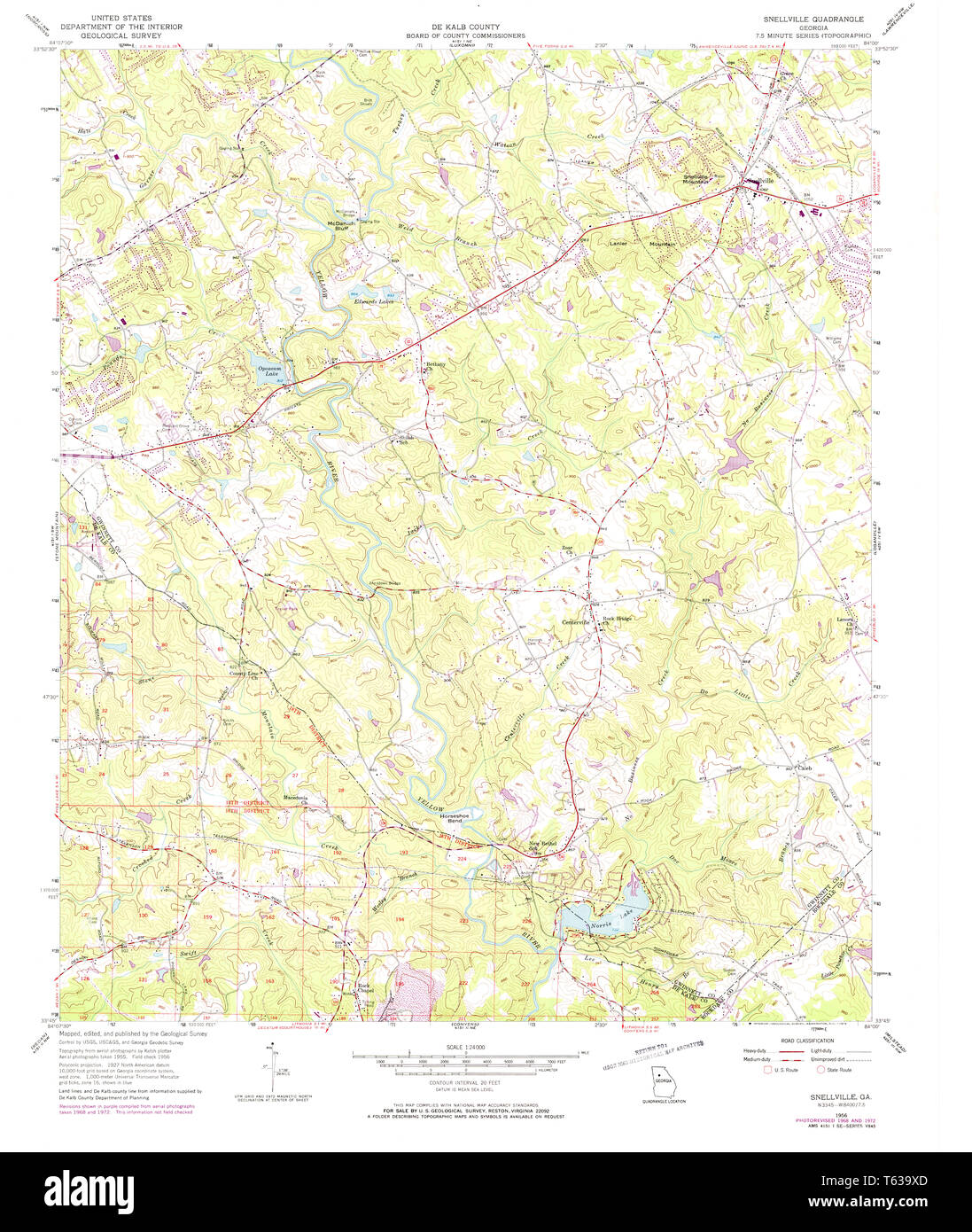 Carte TOPO USGS Géorgie GA Snellville 2469401956 Restauration 24000 Banque D'Images