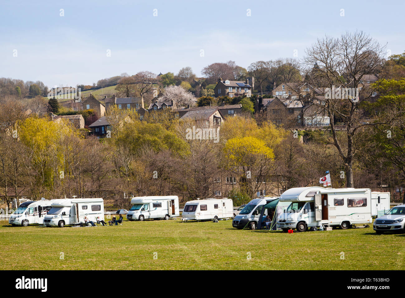 Caravan rally sur le salon de l'agriculture Campsites Canet-en-Roussillon en masse Nidderdale Yorkshire Dales England UK Banque D'Images