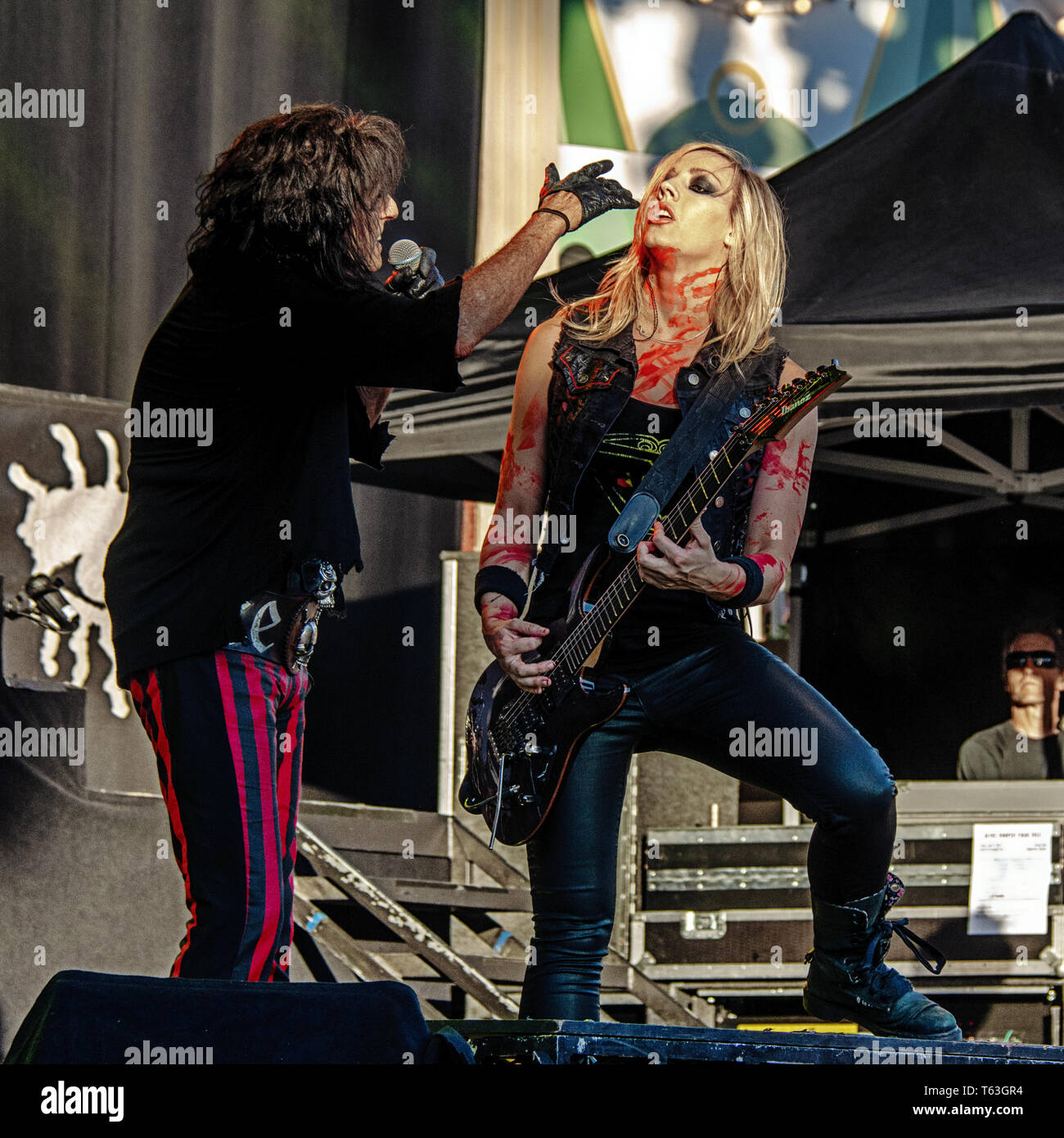 Alice Cooper avec son groupe jouant à Stockholm troisième de juillet 2015 au parc d'attractions Gröna Lund. Banque D'Images