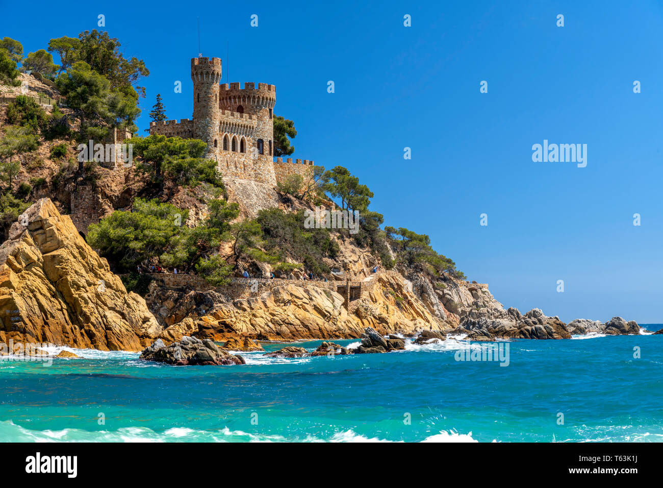Castillo d'en château Plaja, Lloret de Mar, Costa Brava, Catalogne, Espagne Banque D'Images