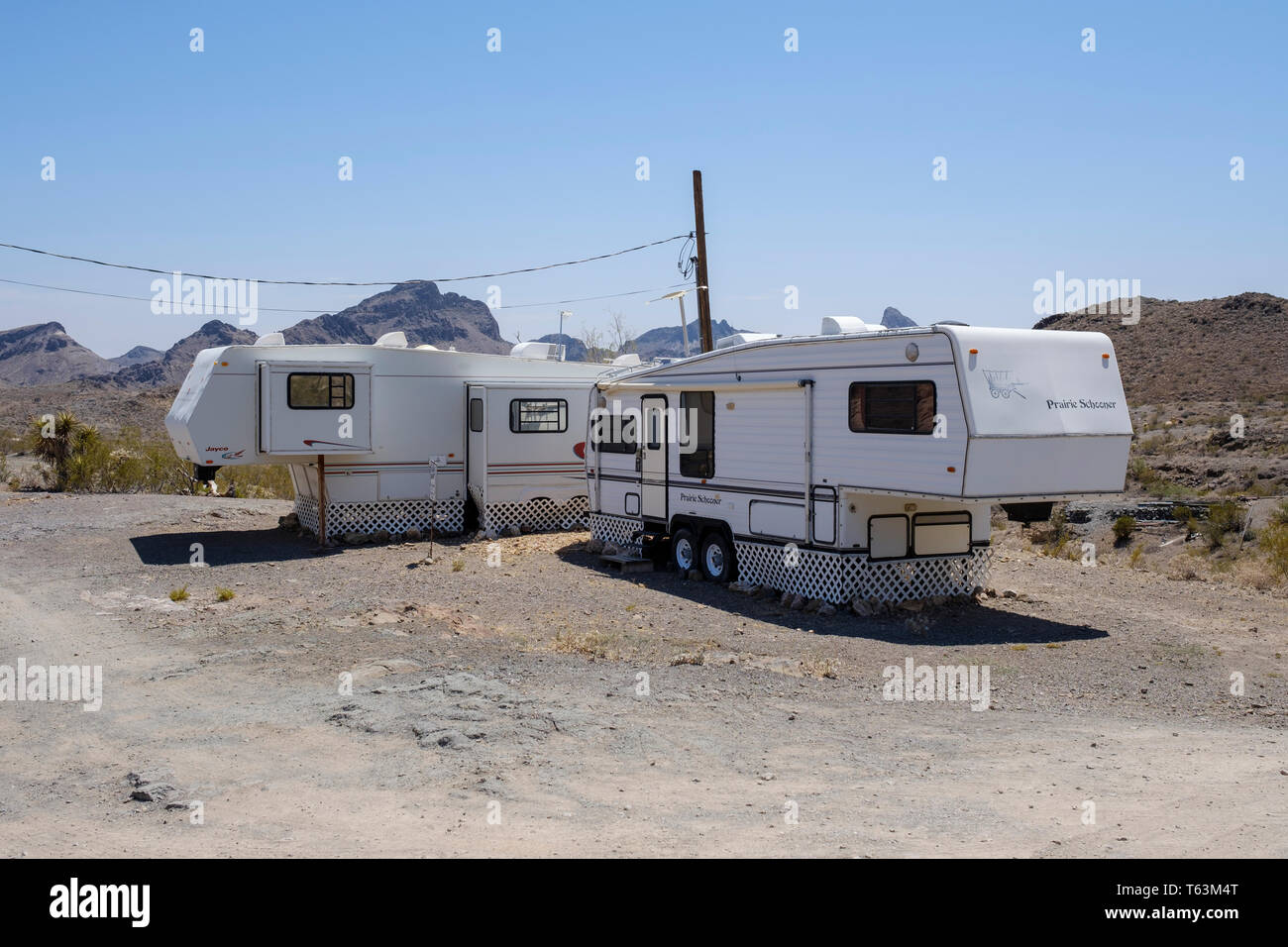 Mobile homes à louer à Oatman, Arizona, USA Banque D'Images