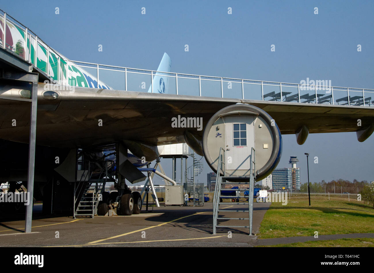 L'hôtel Jumbo, un converti 747, par l'aéroport d'Arlanda, Stockholm, Suède Banque D'Images