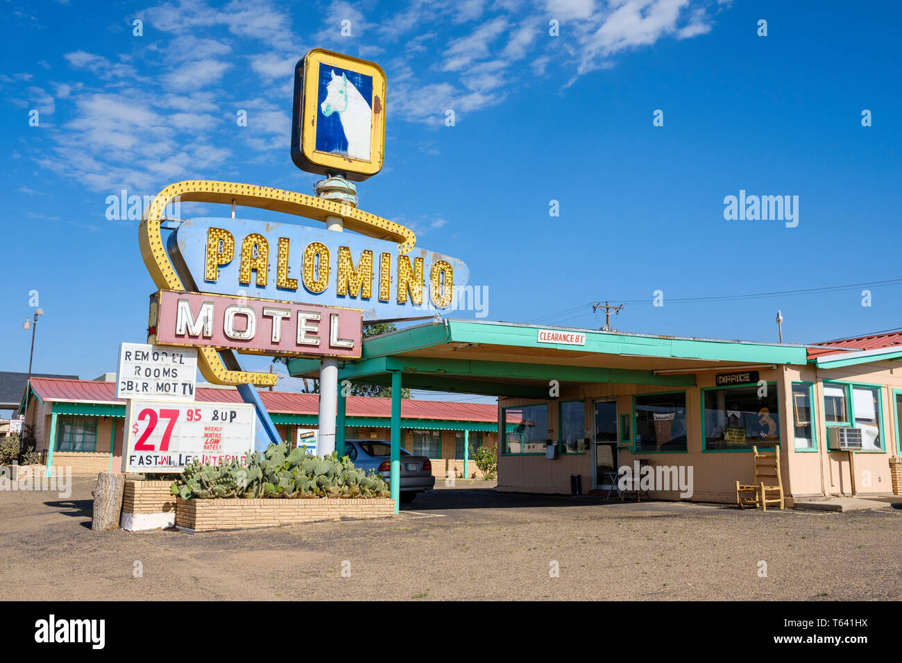 Classic road hôtel Palomino Motel sur la Route 66 dans la région de Tucumcari, New Mexico, USA Banque D'Images