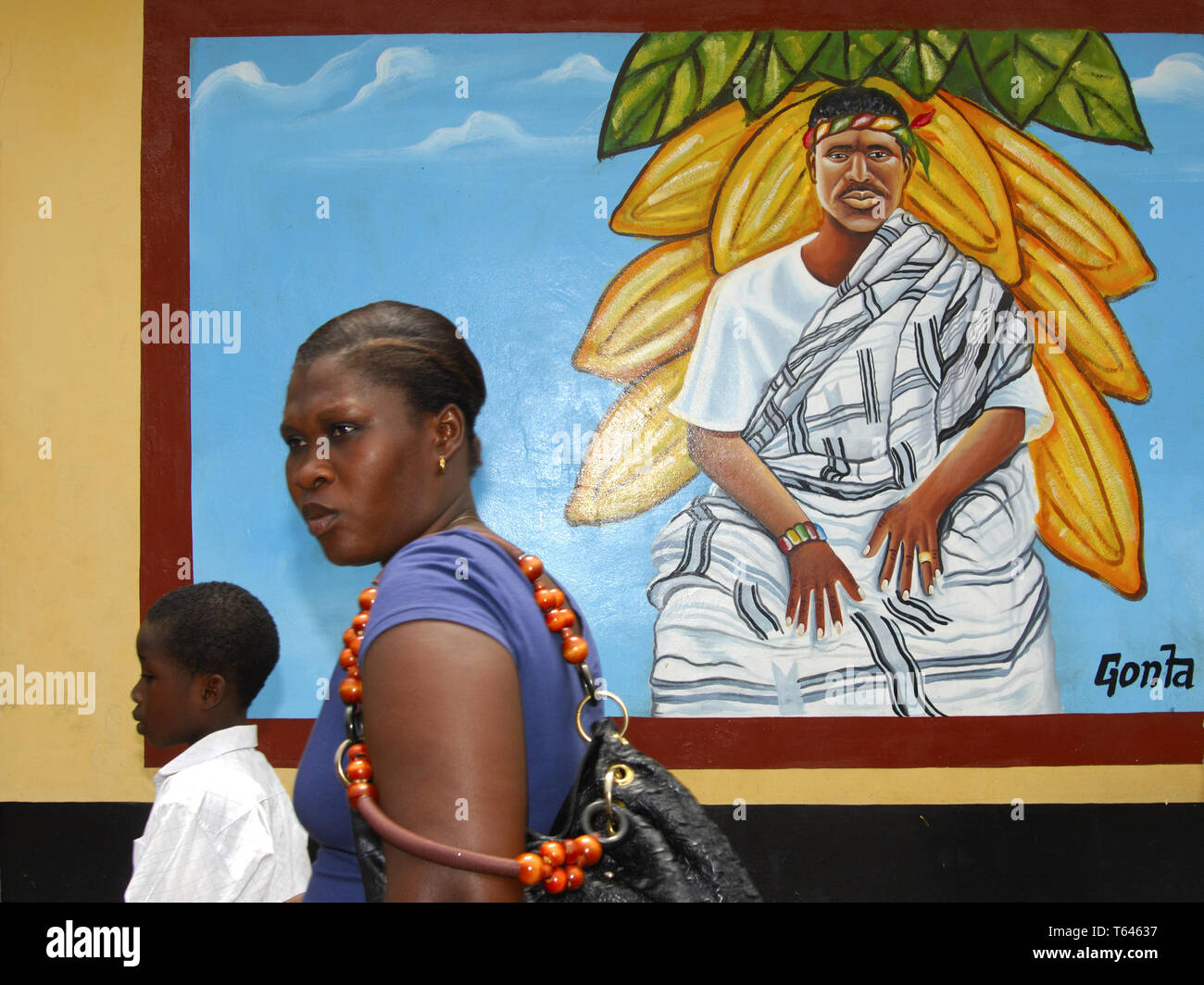 Peinture murale de Tetteh Quarshie, Ghana Banque D'Images