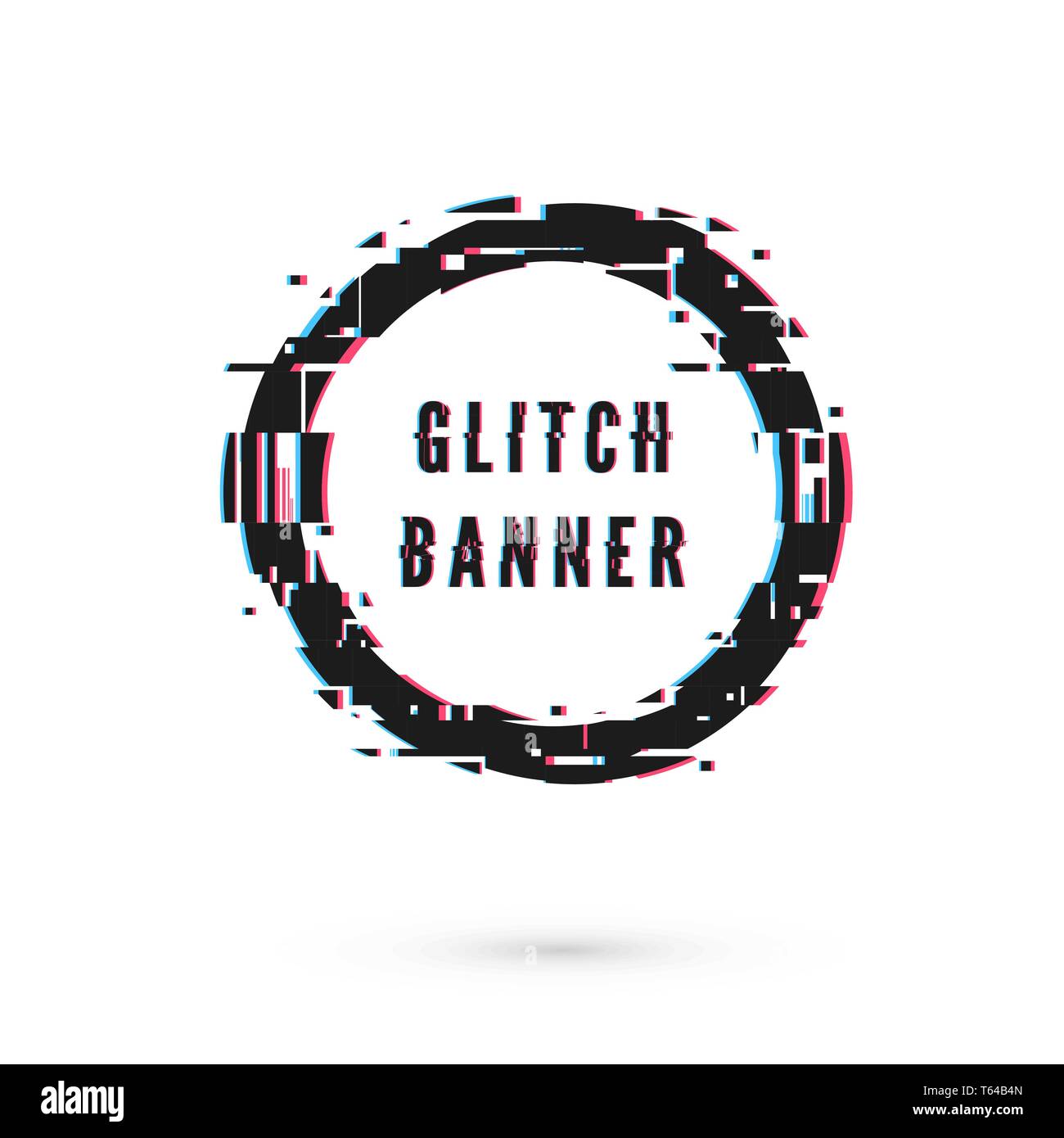 Bannière cercle avec effet de distorsion - Glitch. La technologie numérique et de l'affiche moderne de modèle. Vector illustration isolé sur fond blanc Illustration de Vecteur