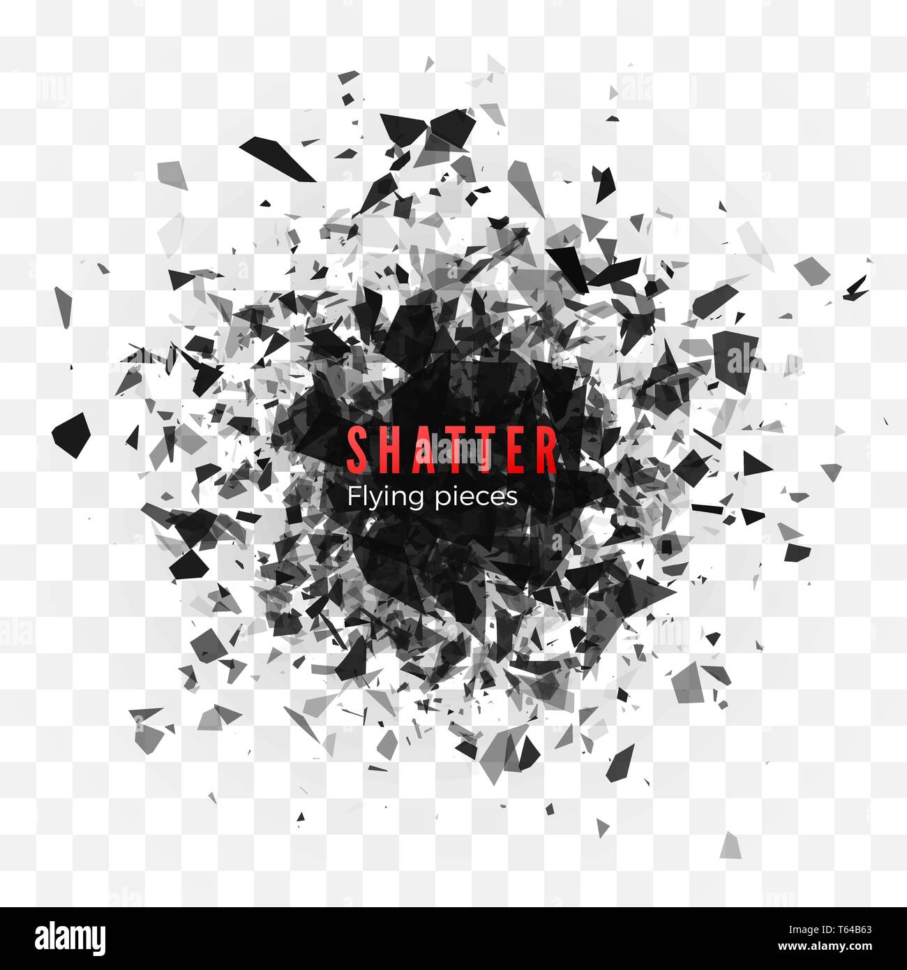 En éclats et l'effet de destruction. Abstract nuage de morceaux et fragments après l'explosion. Vector illustration isolé sur fond transparent Illustration de Vecteur