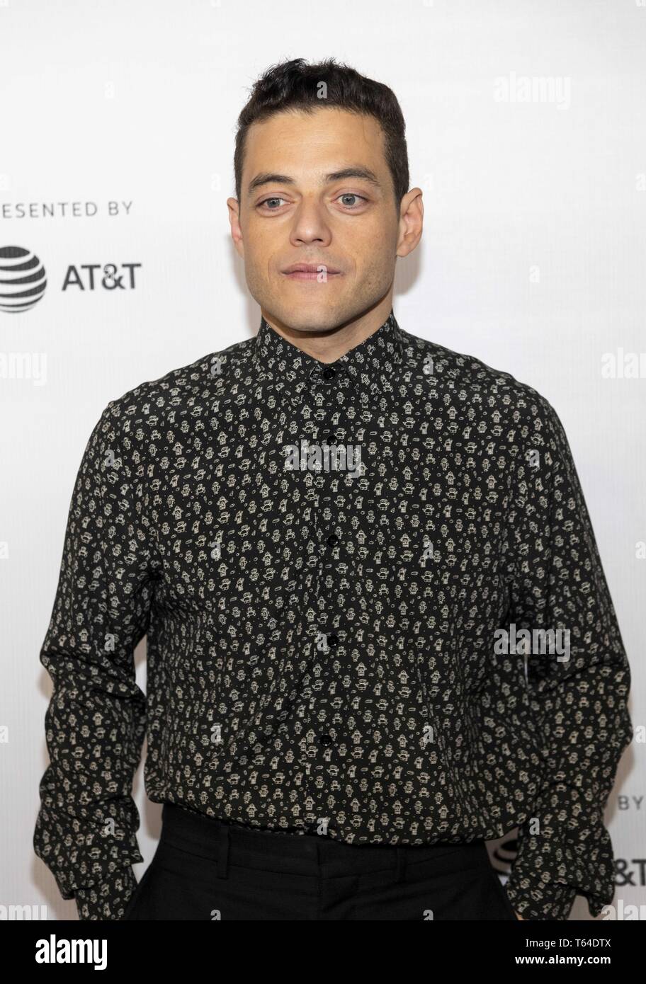 New York, NY, USA. Apr 28, 2019. RAMI MALEK au Tribeca Film Festival tapis rouge pour des arrivées des pourparlers Tribeca - ''Un adieu à M. Robot'' à ''Spring Studio - Le Bonvoy Marriott de Chase Théâtre sans frontières'' à New York le 28 avril 2019 Crédit : Michael Brochstein/ZUMA/Alamy Fil Live News Banque D'Images