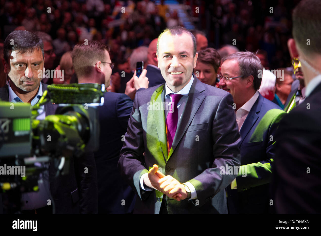 Muenster, Deutschland. Apr 27, 2019. Manfred WEBER, principal candidat du PPE, Président du groupe PPE au Parlement européen, prélude à la campagne pour les élections européennes de CDU et CSU, Halle Muensterland à Muenster sur 27.04.2019, l'utilisation de crédit dans le monde entier | : dpa/Alamy Live News Banque D'Images