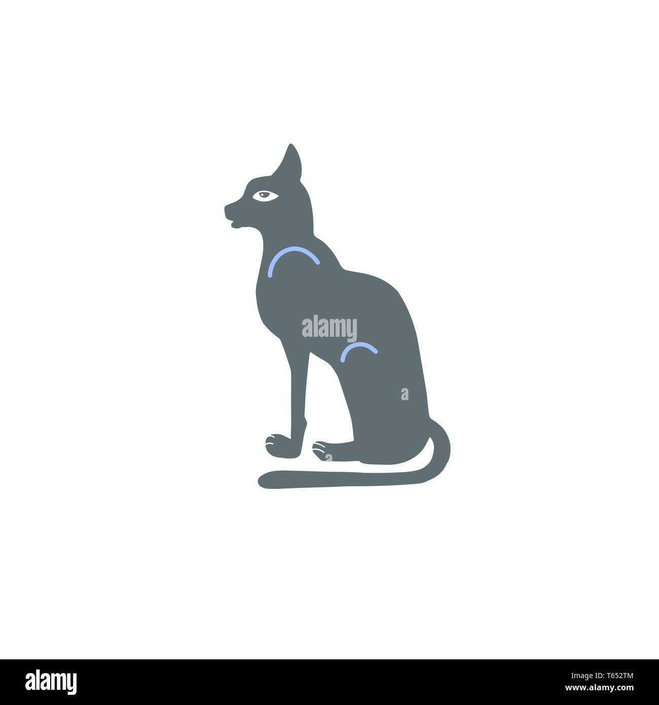 Dessin à la main de l'Égypte ancienne icône de déesse Bastet Illustration de Vecteur