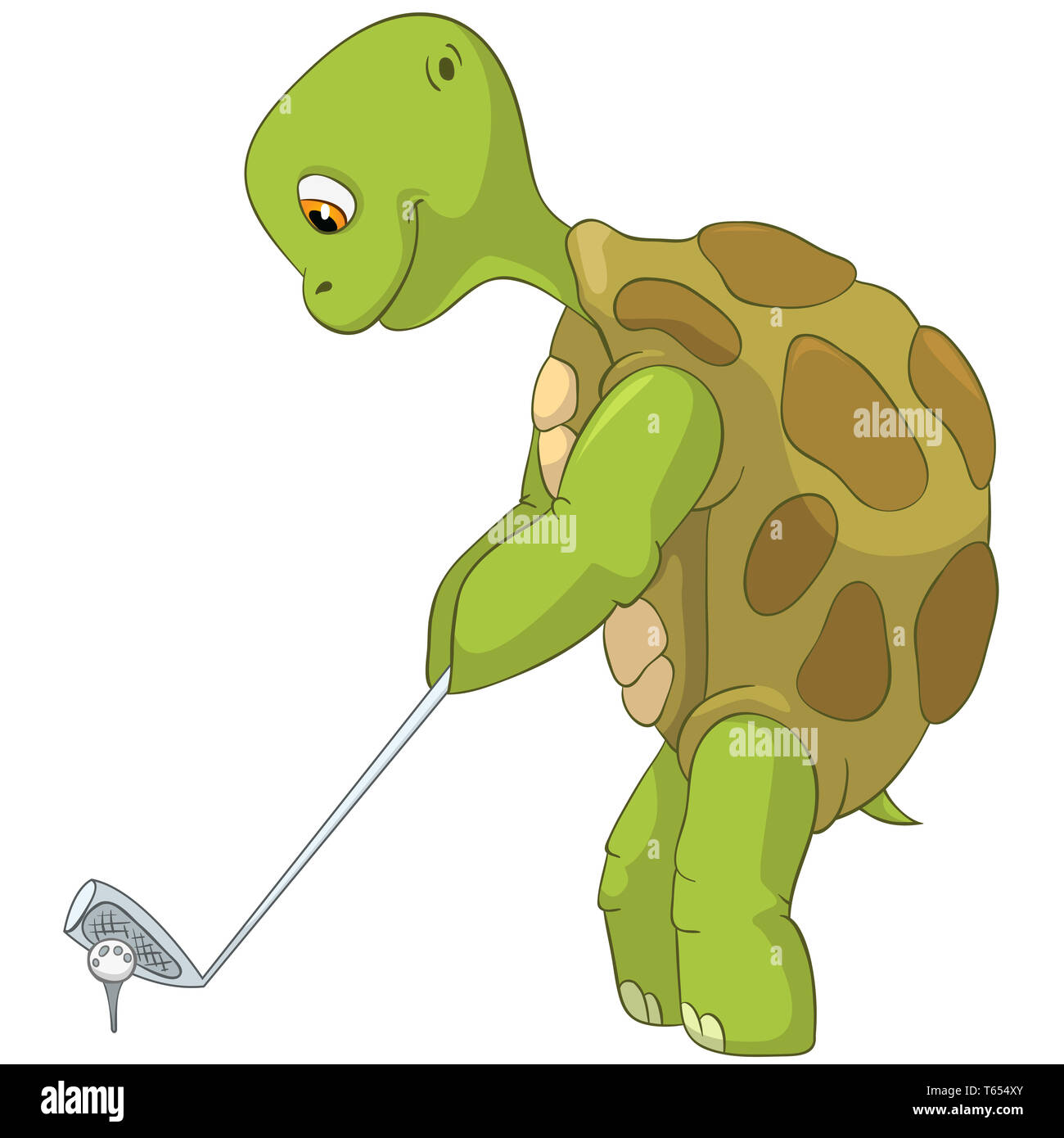 Funny Turtle. Joueur de golf. Banque D'Images