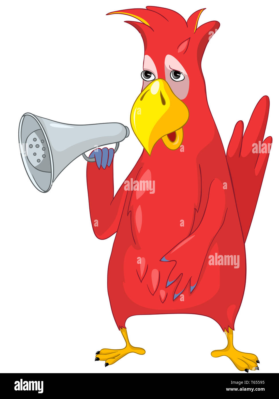 Funny Parrot. Speacker. Banque D'Images