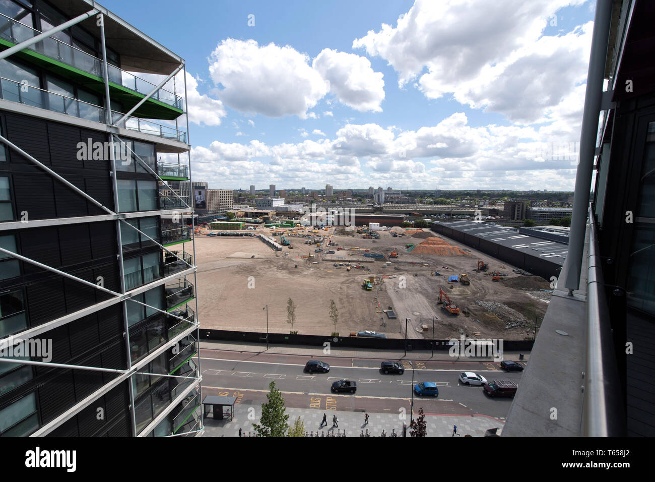 Royal Mail site où 2 terrains vendus pour £101m pour nous-investisseur Greystar Resources pour construire rental apartment. Le sud de Londres. 14.05.2017. Banque D'Images