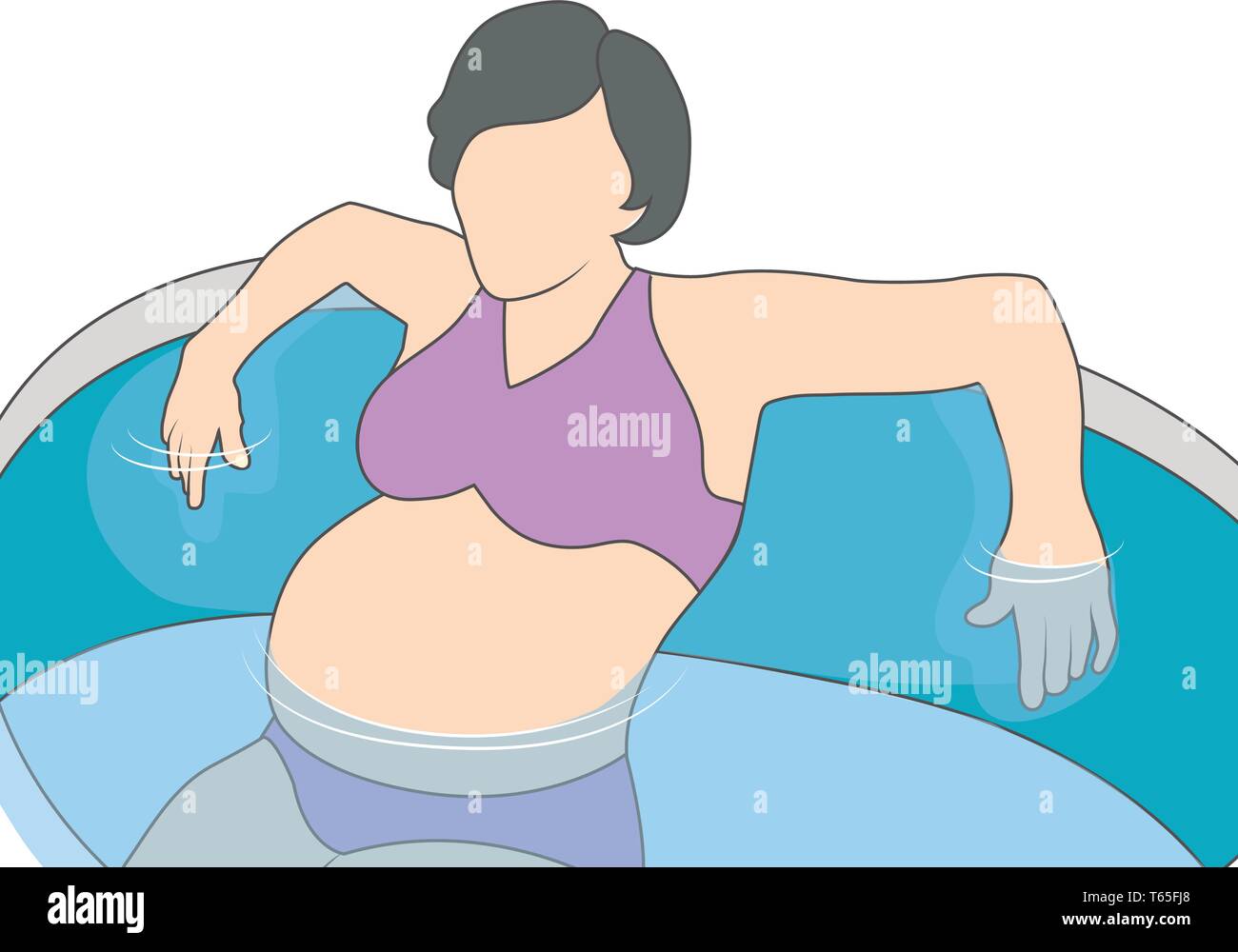 Mère enceinte extérieure dans la préparation à la naissance de l'eau de son bébé Illustration de Vecteur