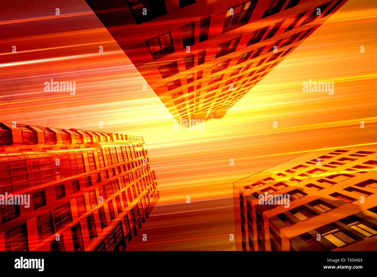 Résidentiel typique des immeubles de grande hauteur. Angle de vue de dessous. Banque D'Images