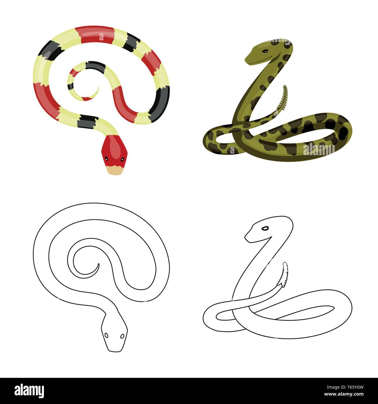 ,Serpent python,corail,rouge,animal,Black,blanc,vert,jungle,viper anaconda serpent,la queue,,royal,mammifère,nature,danger,médecine,poison,,le mal,mal,bouchée,peau,reptiles,set,icône,,illustration,collection,isolé,design,graphisme,élément,signe, vecteurs vecteur , Illustration de Vecteur