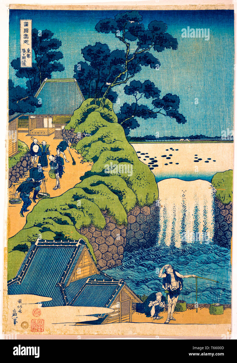 Katsushika Hokusai, chute de Aoiga Oka, Yedo, imprimer, ch. 1827 Banque D'Images