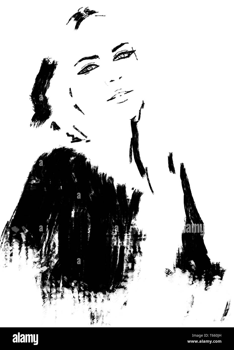 L'illustration de mode abstrait noir et blanc Banque D'Images