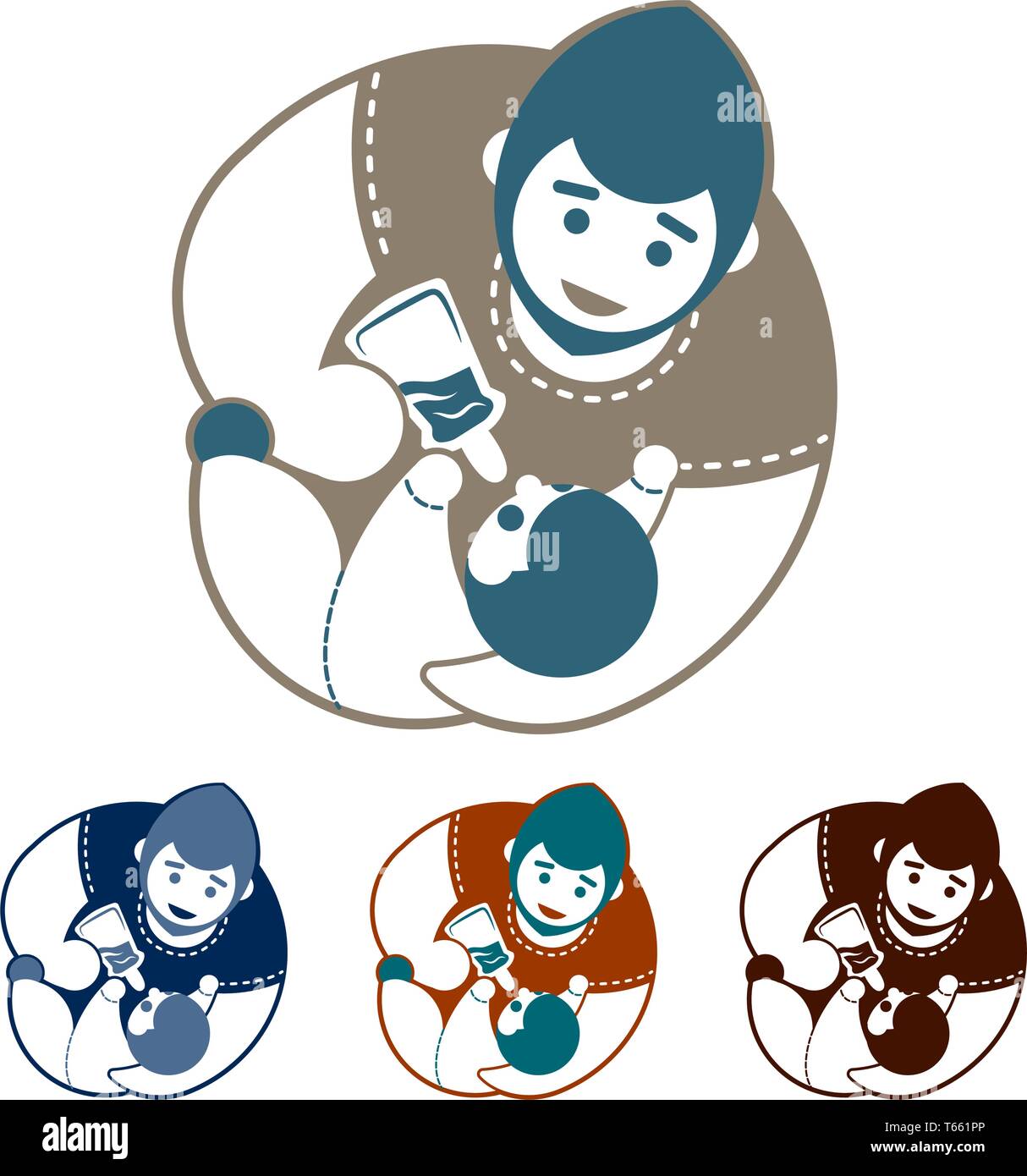 Ensemble de père et le logo bébé Illustration de Vecteur