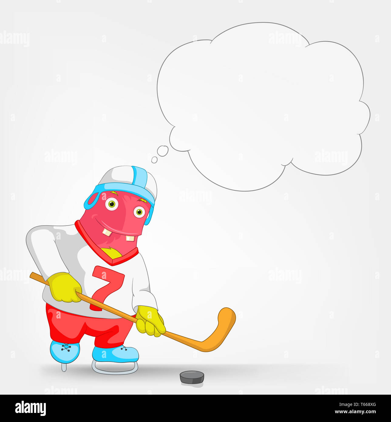 Funny Monster. Le Hockey. Banque D'Images