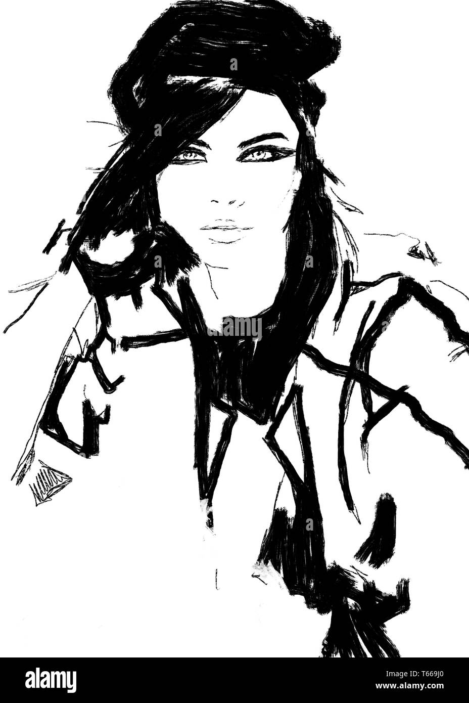 L'illustration de mode abstrait noir et blanc Banque D'Images