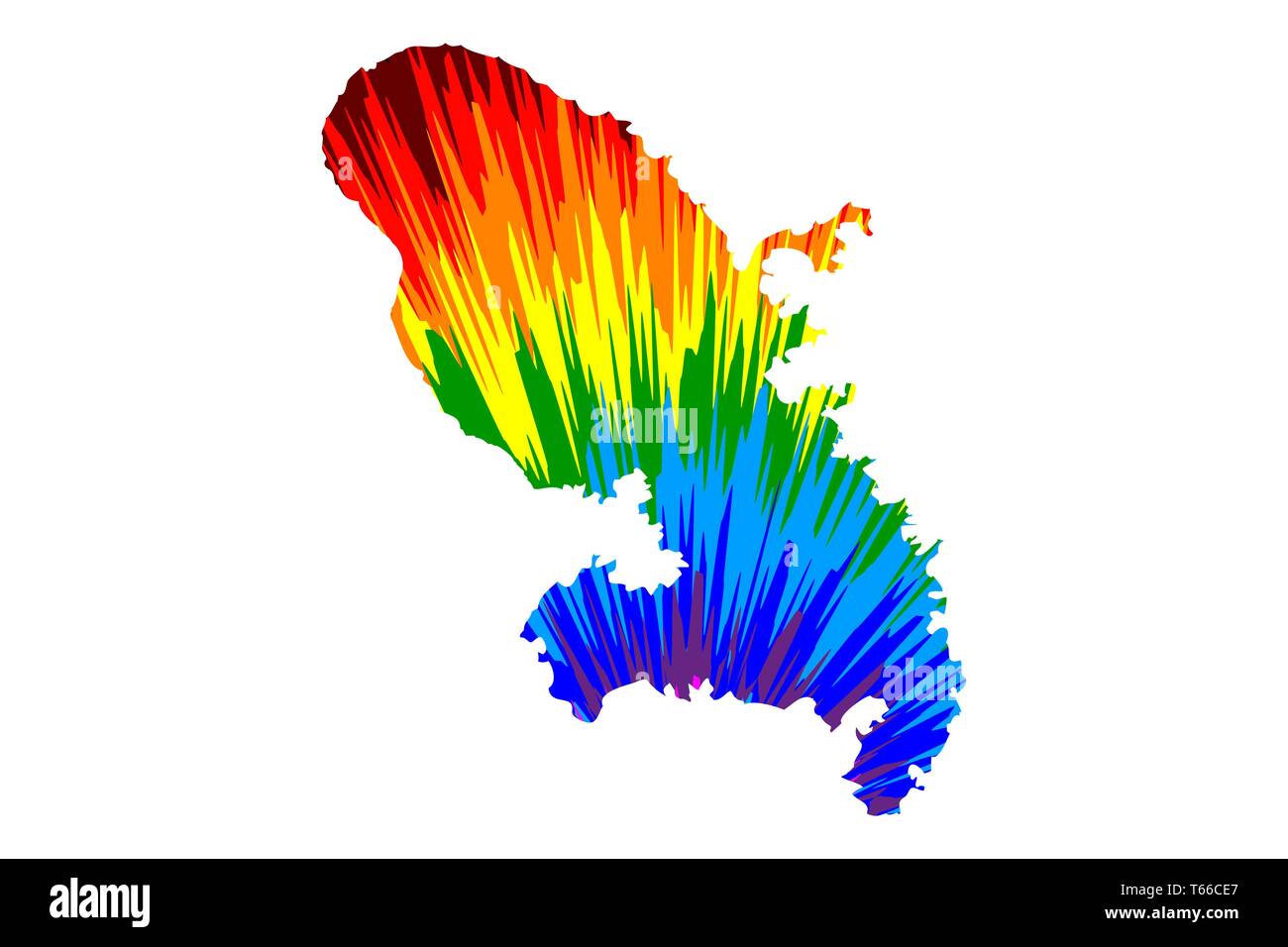 Martinique - carte est conçu rainbow abstract colorful pattern, la Martinique carte de color explosion, Illustration de Vecteur
