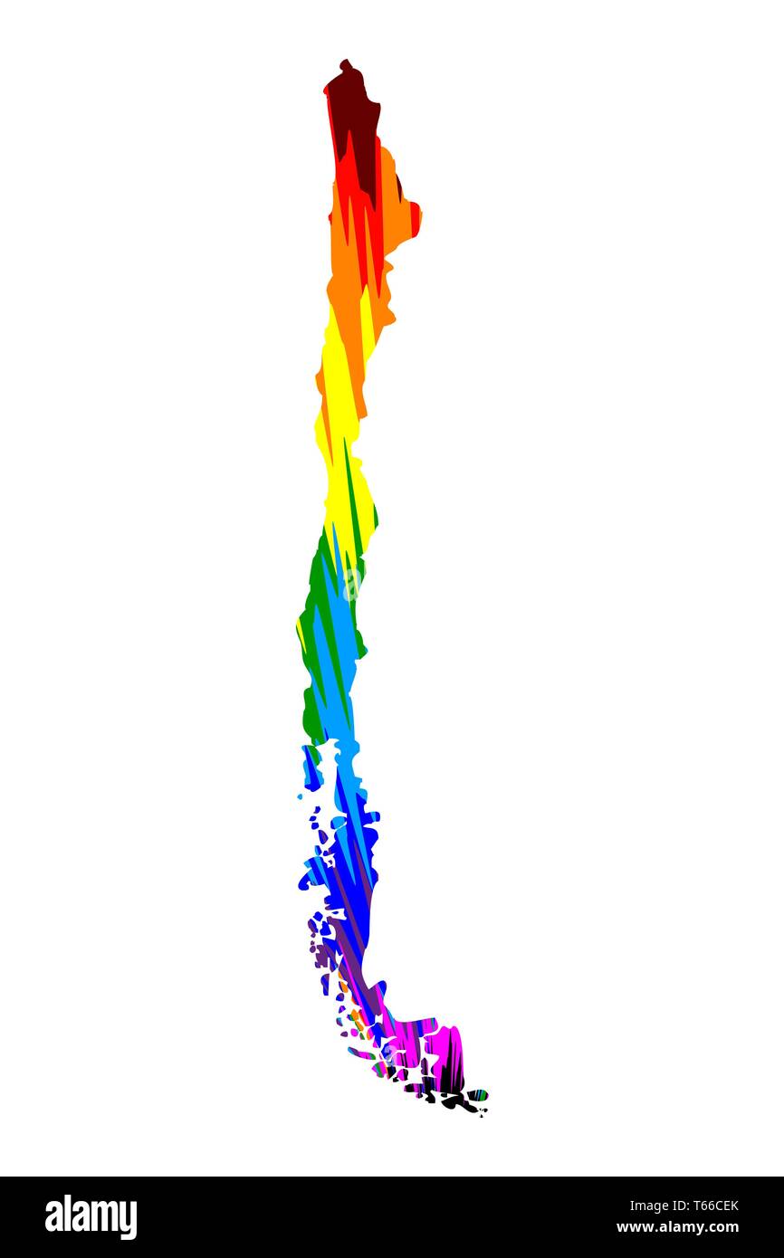 Chili - carte est conçu rainbow abstract colorful pattern, République du Chili carte de color explosion, Illustration de Vecteur