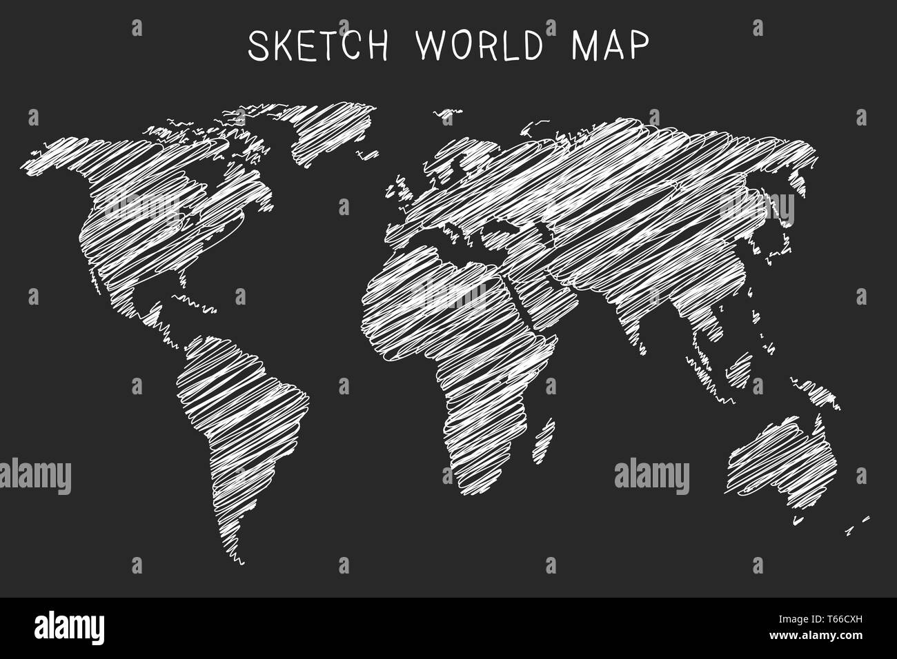 Carte du monde éclos à la main Illustration de Vecteur