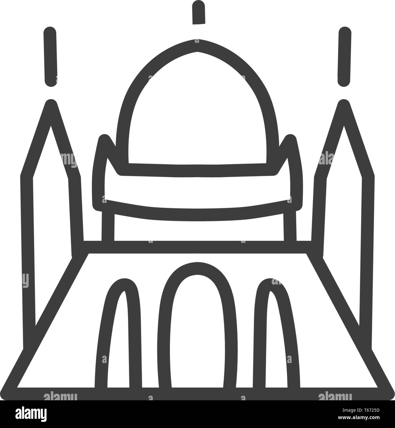 Icône de l'élément urbain et ville - bâtiment gouvernemental, château médiéval dans un style d'art de la ligne simple Illustration de Vecteur