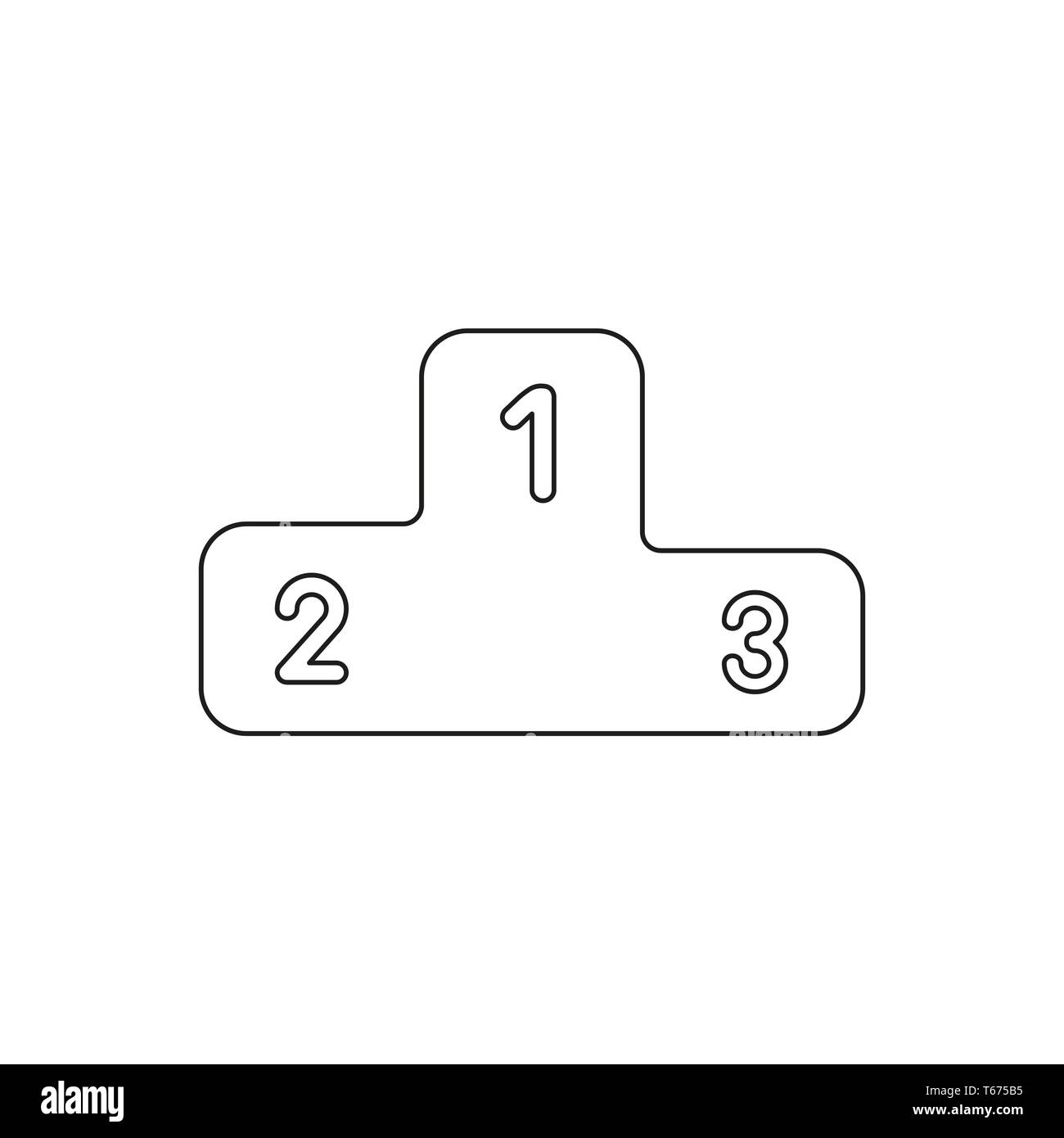 Icône vecteur concept de podium avec la première, plats de résistance et la troisième place. Contours noirs. Illustration de Vecteur