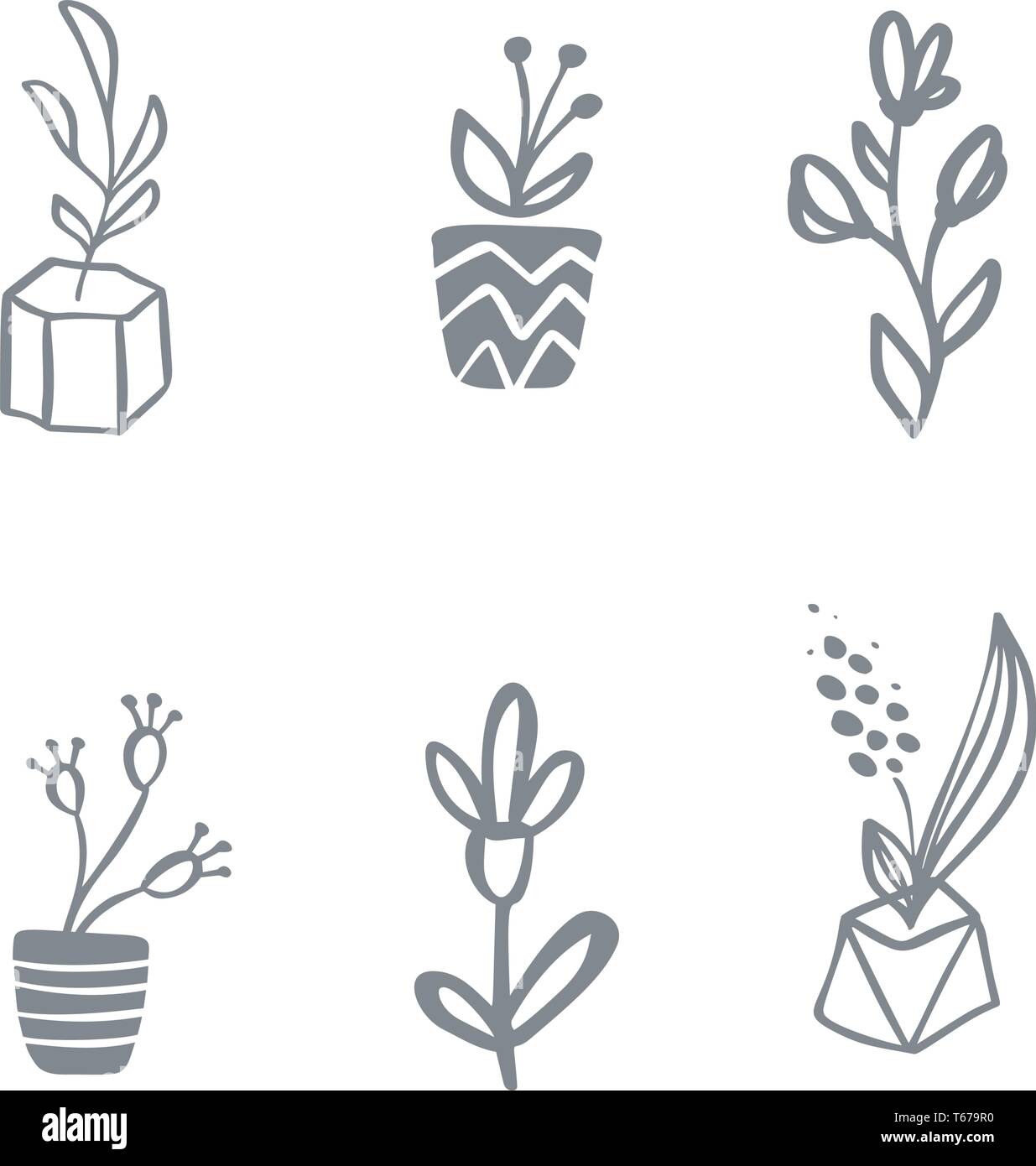 Ensemble de Logo vector floral scandinaves. L'icône de la main, cosmétiques bio fleurs mariage fleuriste, décoration Illustration de Vecteur