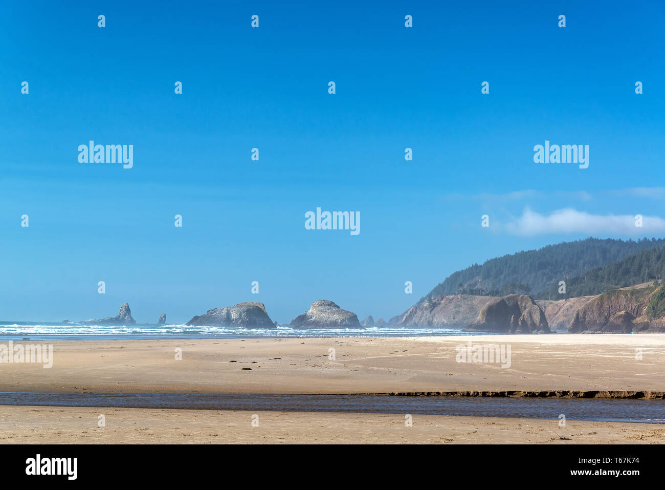 Vue de la plage de Cannon Beach, Oregon Banque D'Images