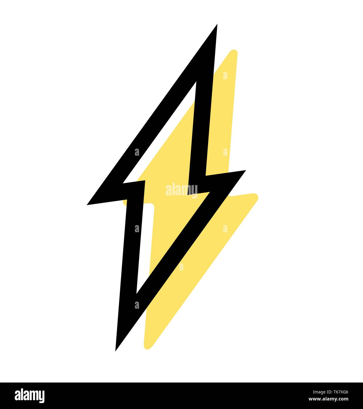 Icône représentant un éclair isolé sur fond blanc. Vector illustration télévision en noir et jaune, EPS10. Illustration de Vecteur