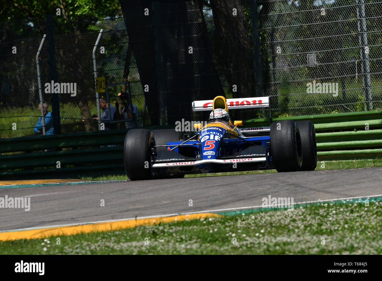 Imola, 27 avril 2019 Historique 1991 : F1 Williams FW14 ex Riccardo Patrese - Nigel Mansell conduit par Riccardo Patrese au cours de Minardi jour Historique 2019 Banque D'Images
