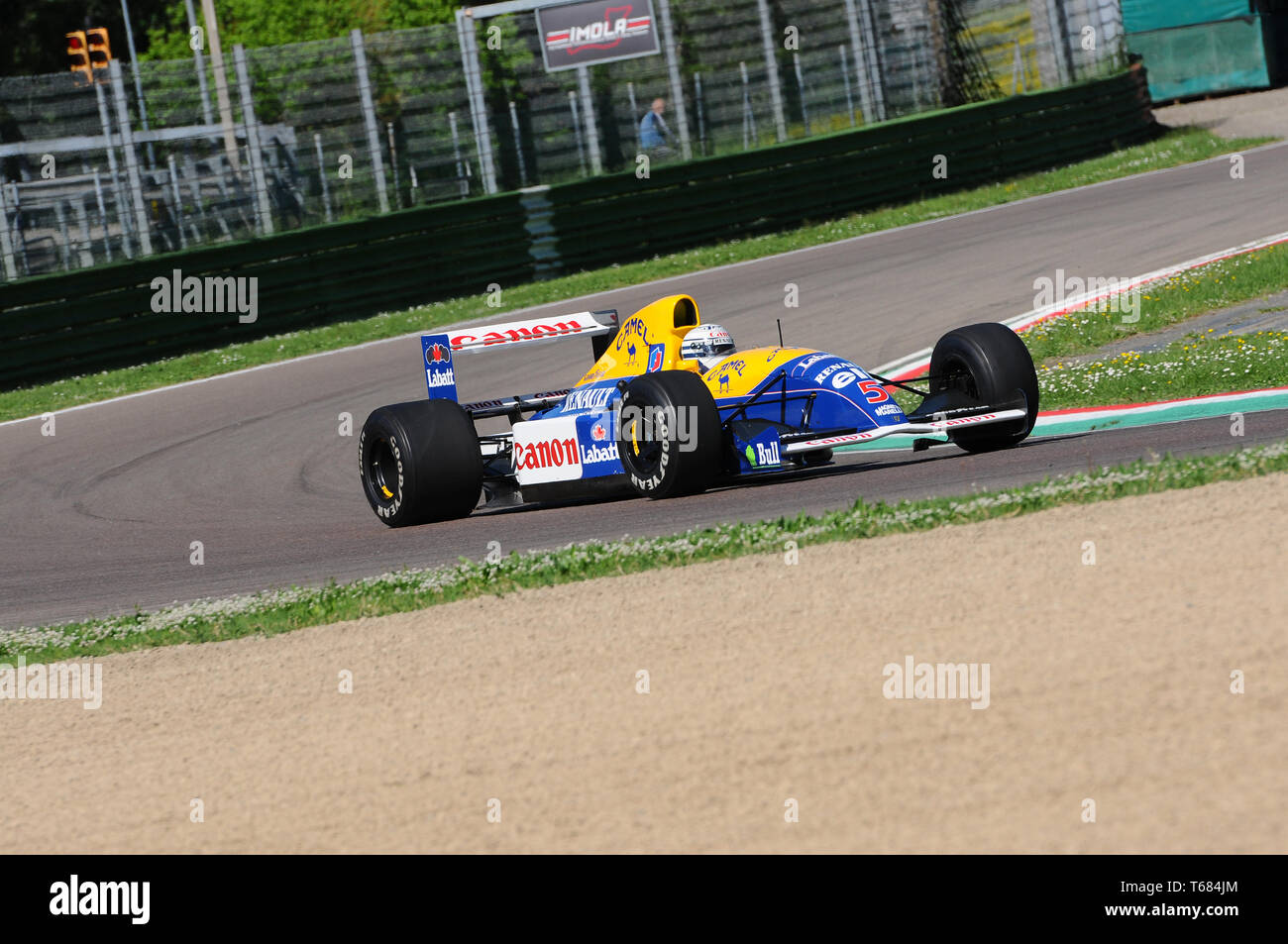 Imola, 27 avril 2019 Historique 1991 : F1 Williams FW14 ex Riccardo Patrese - Nigel Mansell conduit par Riccardo Patrese au cours de Minardi jour Historique 2019 Banque D'Images