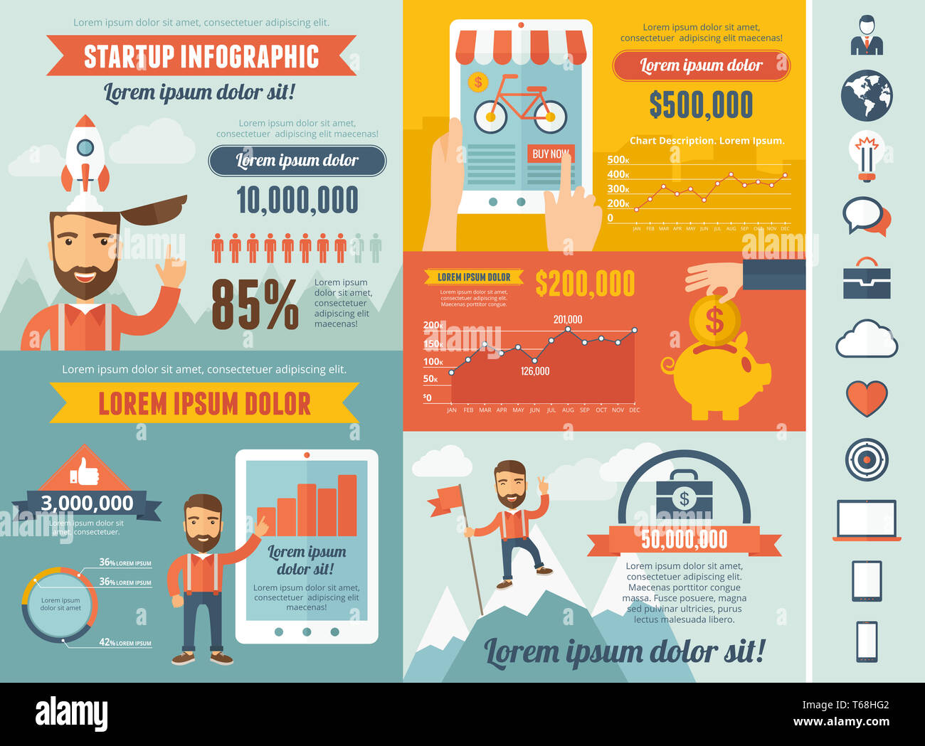 Modèle infographique de démarrage Banque D'Images