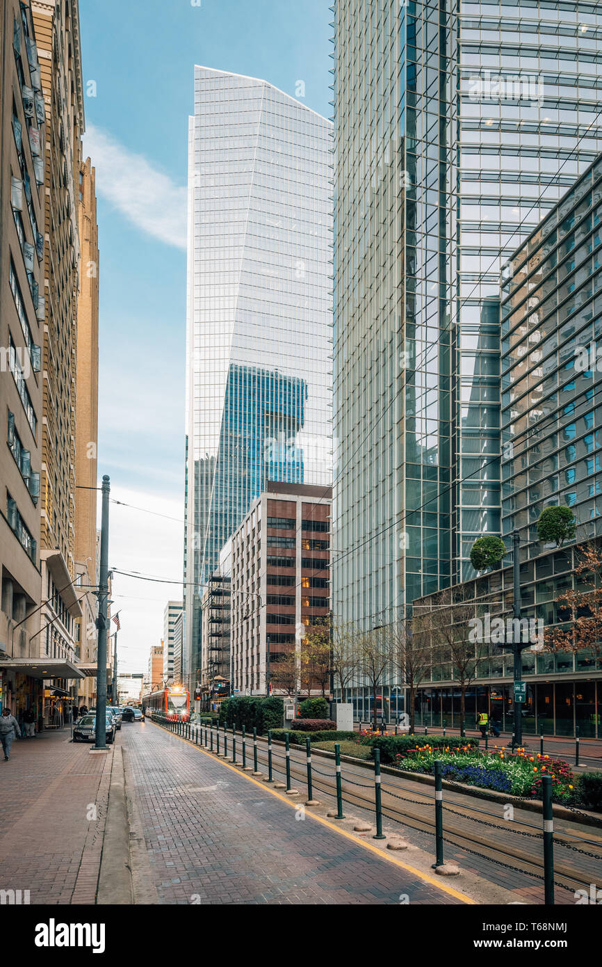 Main Street dans le centre-ville de Houston, Texas Banque D'Images