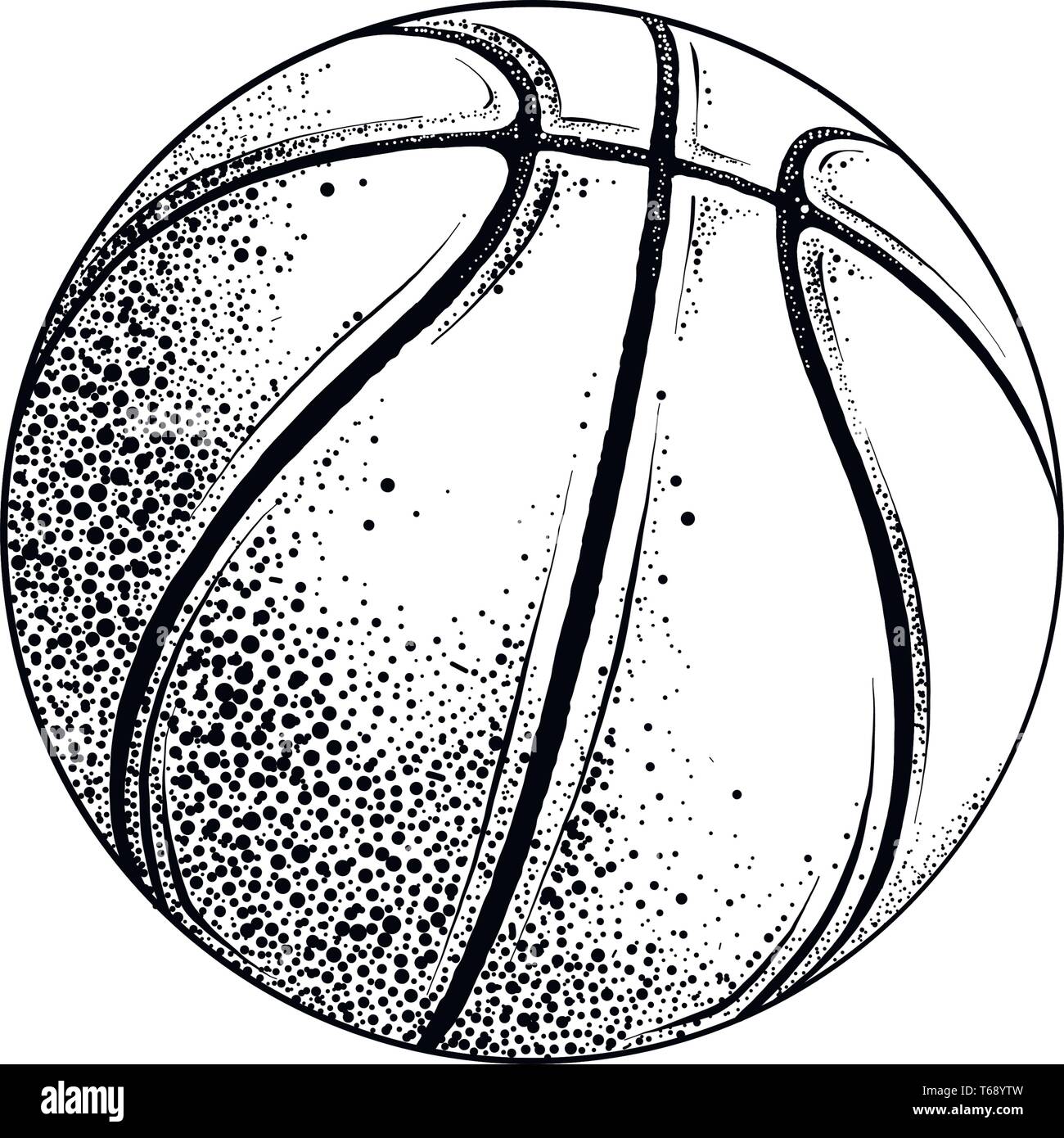 Dessin vectoriel de basket-ball ball en couleur noir, isolé sur fond blanc.  Illustration graphique, dessin à la main. Dimensions des affiches,  décoration Image Vectorielle Stock - Alamy
