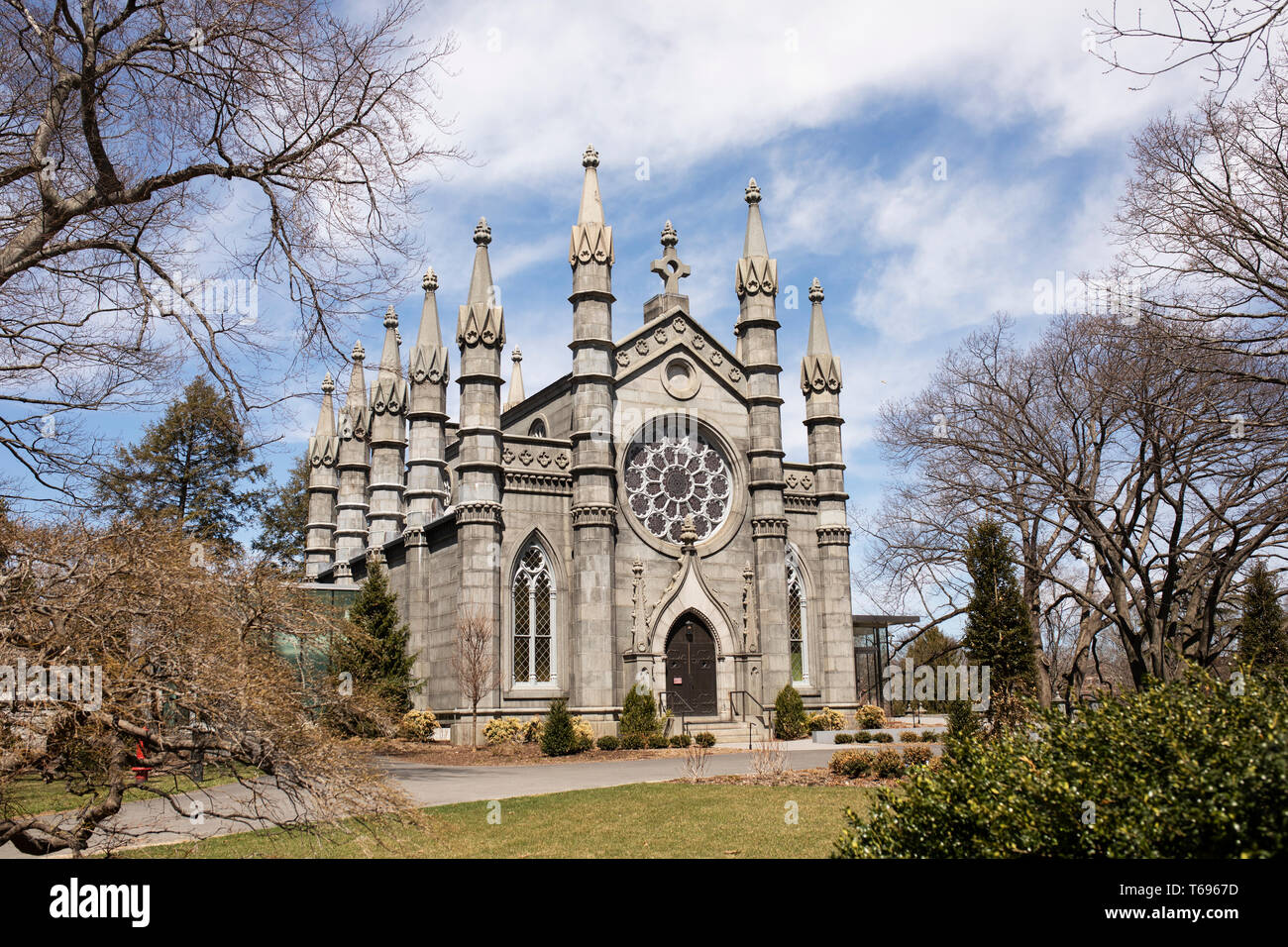 Chapelle Bigelow au cimetière du Mont Auburn à Cambridge, Massachusetts, États-Unis. Banque D'Images