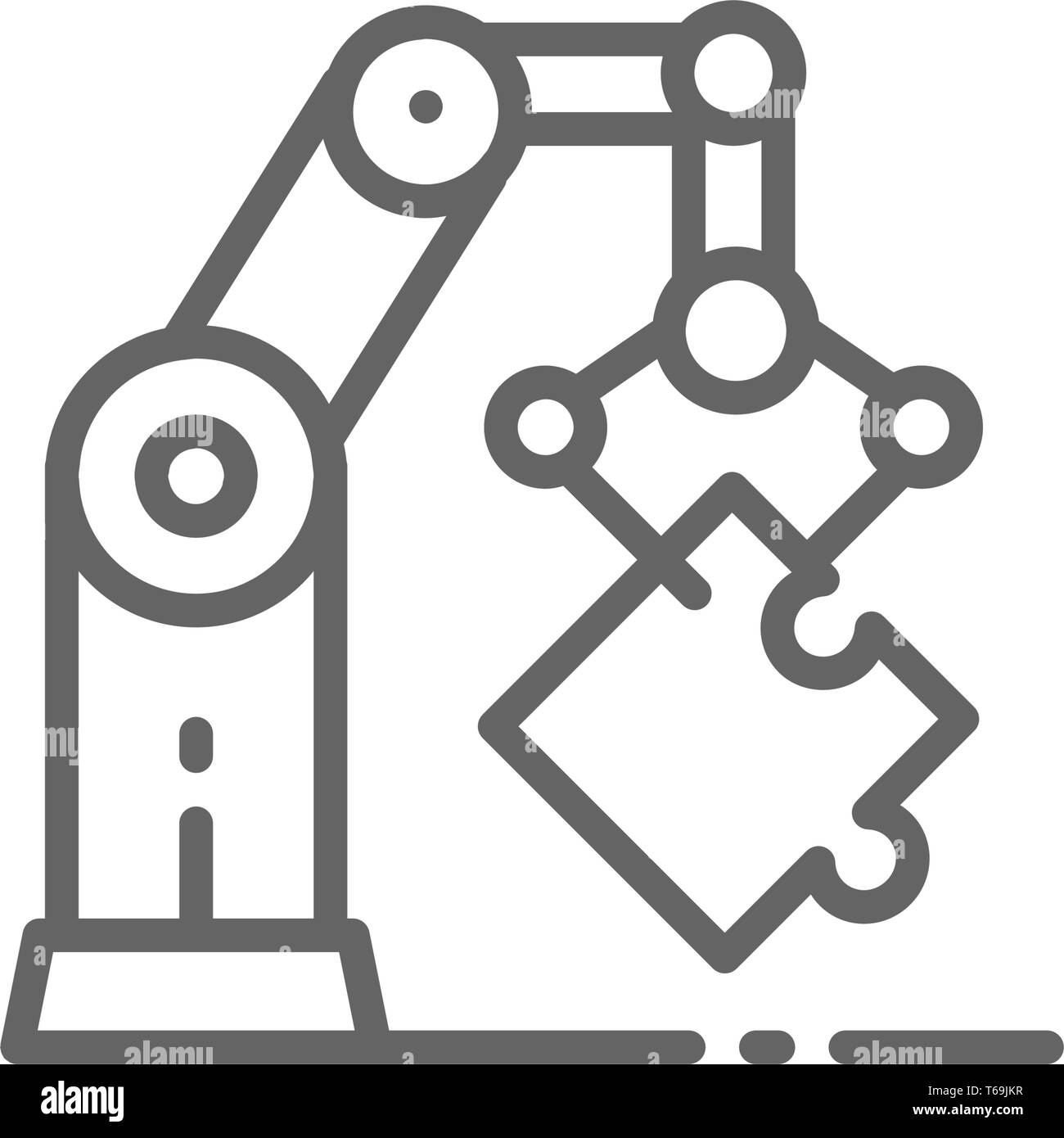 Main robotique industrielle manipulateur, l'icône de la ligne du bras mécanique. Illustration de Vecteur