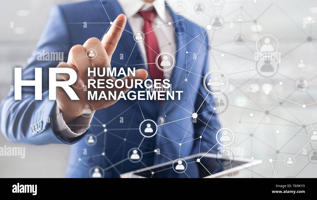 La gestion des ressources humaines, RH, Team Building et de recrutement concept sur fond flou. Banque D'Images