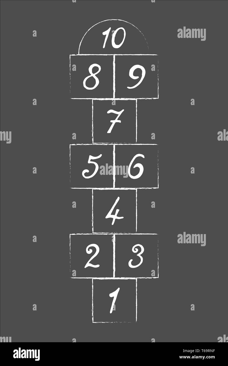 Rue des enfants jeu. Aire de jeux avec les nombres. Illustration avec jeu de marelle. Illustration de Vecteur