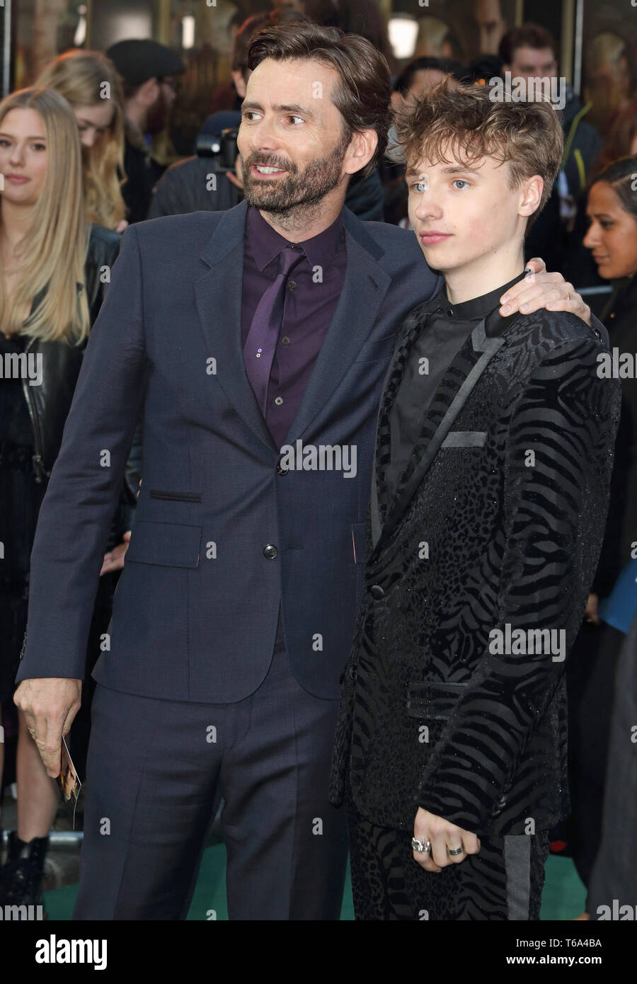 Londres, Royaume-Uni. David Tennant et Ty Tennant à Tolkien UK Premiere au Curzon Mayfair, Londres le lundi 29 avril 2019. Ref : CMT73-J4824-300419 Keith Mayhew/WWW.LMKMEDIA.COM Médias Historique Banque D'Images