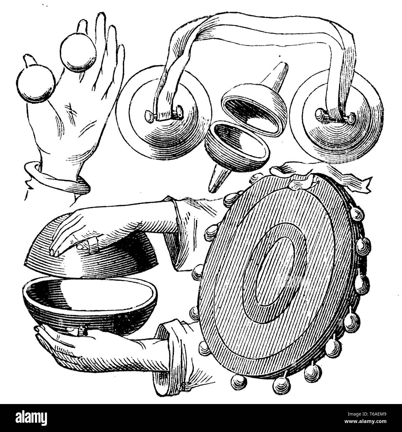 Les instruments de percussion de monuments égyptiens, 1885 Banque D'Images