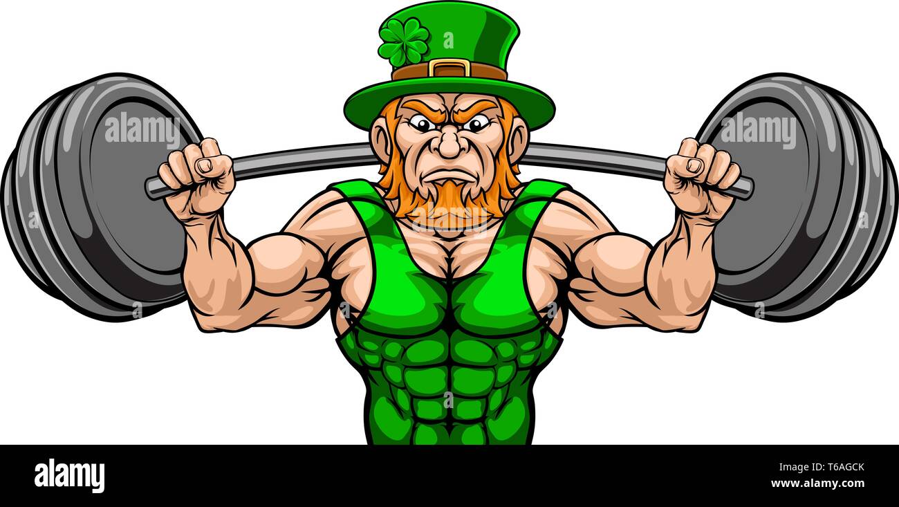 Mascotte lutin grand levage haltérophile Barbell Illustration de Vecteur