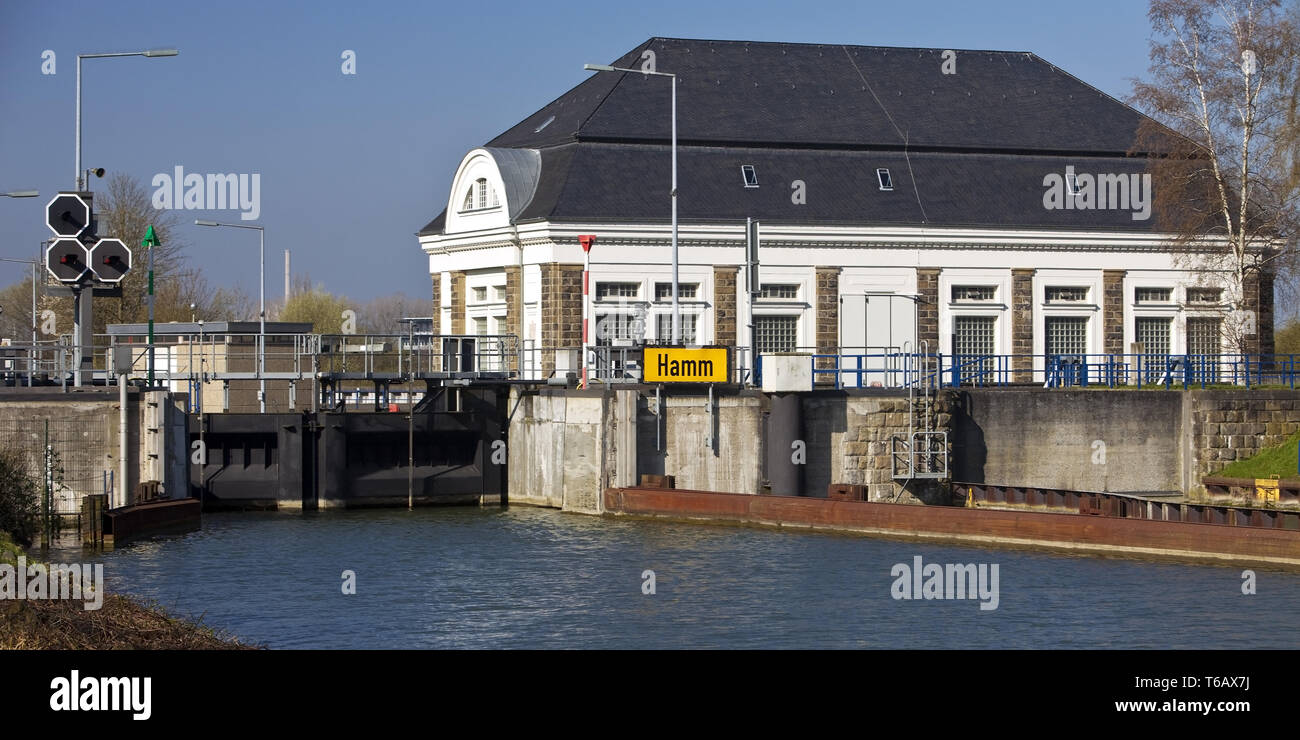 Hamm au Watergate Datteln-Hamm chanel-Kanal, Hamm, Ruhr, Rhénanie du Nord-Westphalie, Allemagne Banque D'Images