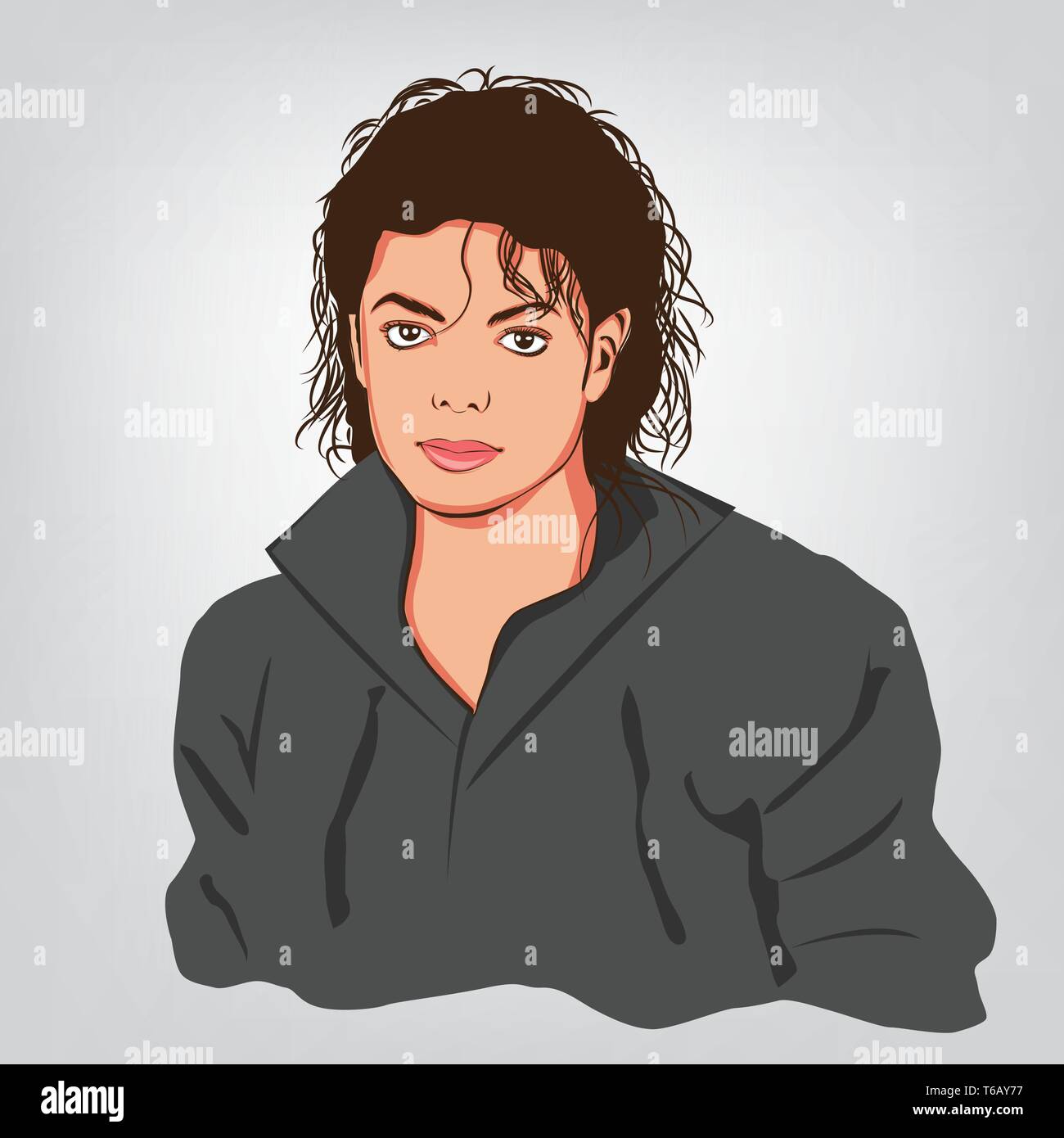 Michael Joseph Jackson (29 août 1958 – 25 juin 2009) est un chanteur, compositeur et danseur américain.Surnommé le « roi de la pop », image vectorielle. Illustration de Vecteur