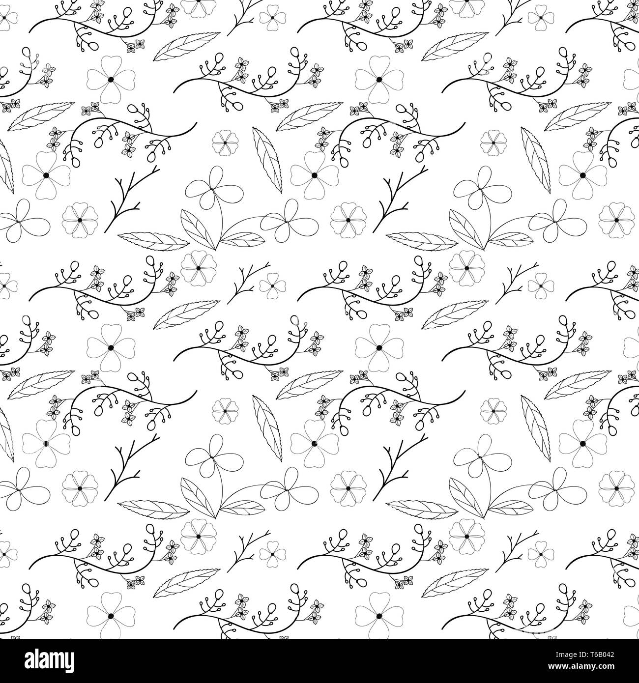 Fleur et vine seamless pattern design sur fond blanc, vector illustration Illustration de Vecteur